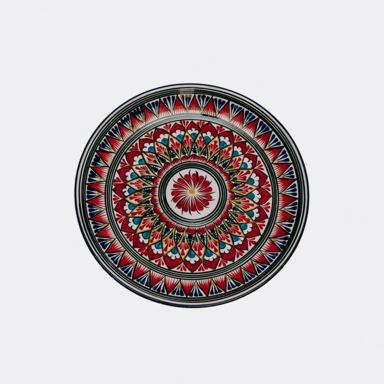 Unik handgjord dekorativ tallrik från Uzbekistan, 32 cm, droppteknik